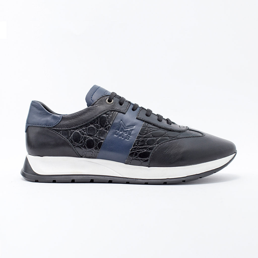 MMS030 Black Croc & Navy - Make My Shoes Lab - Man Sneaker