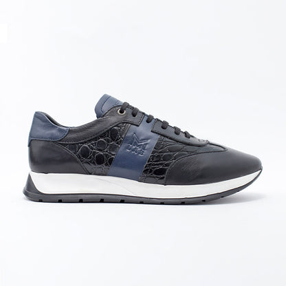 MMS030 Black Croc & Navy - Make My Shoes Lab - Man Sneaker