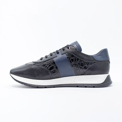 MMS030 Black Croc & Navy - Make My Shoes Lab - Man Sneaker