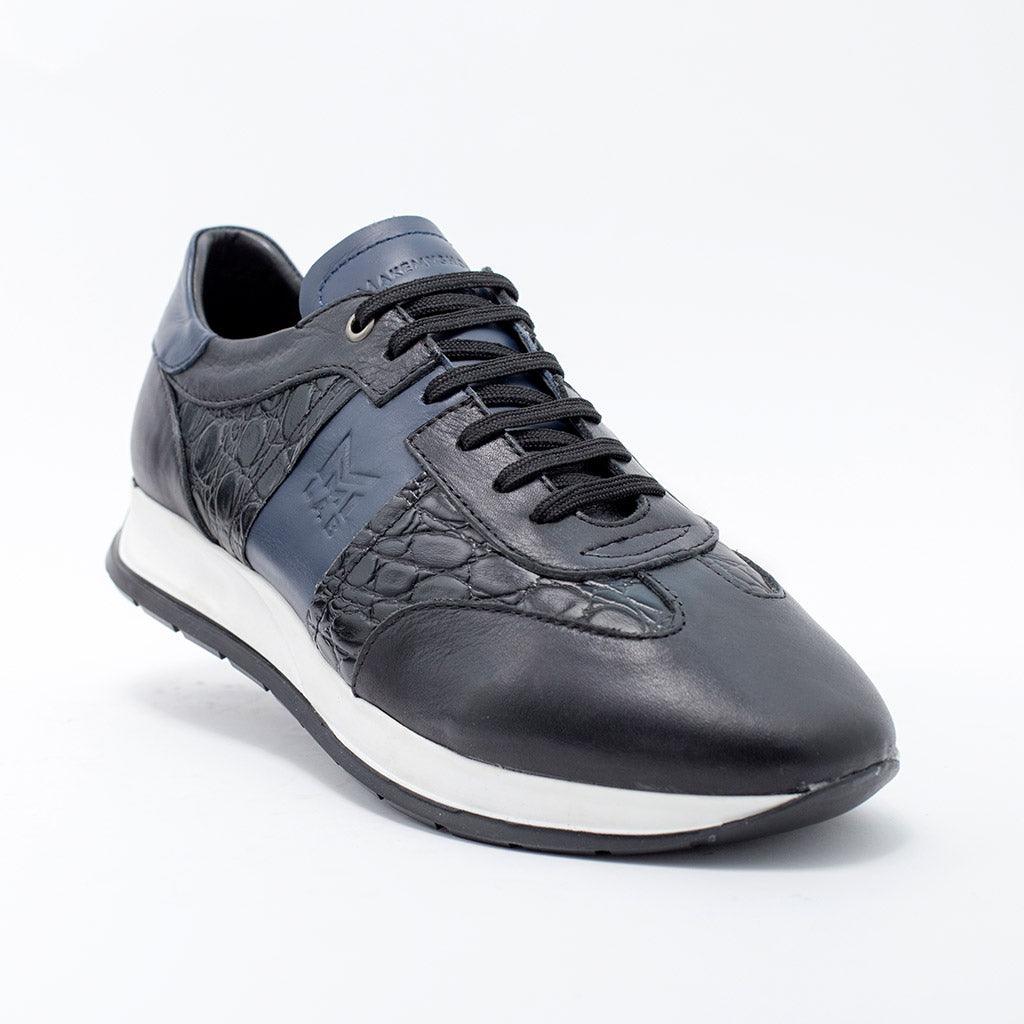 MMS030 Black Croc & Navy - Make My Shoes Lab - Man Sneaker