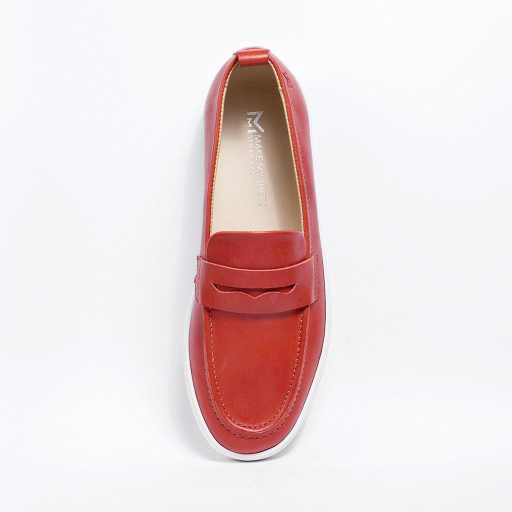MMS047 Red - Make My Shoes Lab - Man Moccasin