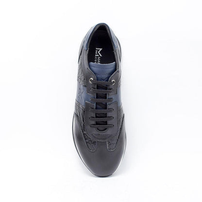 MMS030 Black Croc & Navy - Make My Shoes Lab - Man Sneaker